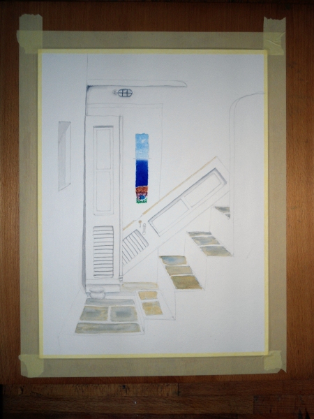 Start of colouring teh pencil sketch from above 